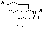 structure of CAS# 475102-13-7, 5-Bromo-N-(butoxycarbonyl)indole-2-boronic acid;N-Boc-5-bromoindole-2-boronic acid; 2-Borono-5-bromo-1H-indole-1-carboxylic acid tert-butyl ester