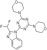 结构式 CAS# 475110-96-4, ZSTK 474; 2-(2-二氟甲基苯并咪唑-1-基)-4,6-二吗啉基-1,3,5-三嗪