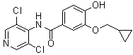 structure of CAS# 475271-62-6, 3-(Cyclopropylmethoxy)-N-(3,5-dichloro-4-pyridinyl)-4-hydroxybenzamide