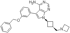 [7-[cis-3-[(Azetidin-1-yl)methyl]cyclobutyl]-5-(3-benzyloxyphenyl)-7H-pyrrolo[2,3-d]pyrimidin-4-yl]amine molecular structure (CAS 475489-16-8)