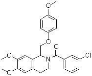 (3-Chlorophenyl)[3,4-dihydro-6,7-dimethoxy-1-[(4-methoxyphenoxy)methyl]-2(1H)-isoquinolinyl]methanone molecular structure (CAS 486427-17-2)