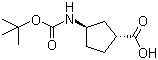 (1R,3R)-N-叔丁氧羰基-1-氨基环戊烷-3-羧酸分子结构 (CAS 489446-85-7)