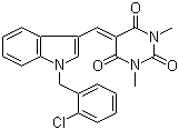 结构式 CAS# 49701-11-3, 5-((1-(2-氯苄基)-1H-吲哚-3-基)亚甲基)-1,3-二甲基嘧啶-2,4,6(1H,3H,5H)-三酮