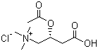 structure of CAS# 5080-50-2, Acetyl-L-carnitine hydrochloride;(R)-3-Acetoxy-4-(trimethylammonio)butyrate hydrochloride; R(-)-2-Acetyloxy-3-carboxy-N,N,N-trimethyl-1-propanaminium chloride; Levacecarnine hydrochloride