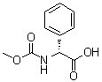structure of CAS# 50890-96-5, (alphaR)-alpha-[(Methoxycarbonyl)amino]benzeneacetic acid;(R)-2-(Methoxycarbonylamino)-2-phenylacetic acid; (R)-2-(Methoxycarbonylamino)-2-phenylethanoic acid; N-Methoxycarbonyl-D-phenylglycine