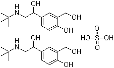 结构式 CAS# 51022-70-9, 硫酸沙丁胺醇; 硫酸舒喘灵; 羟甲叔丁肾上腺素; 2-[(叔丁氨基)甲基]-4-羟基-3-羟甲基-苯甲醇硫酸盐
