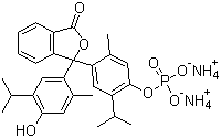 structure of CAS# 51027-02-2, Thymolphthalein phosphoric acid diammonium salt;Diammonium [4-[1-(4-hydroxy-2-methyl-5-propan-2-ylphenyl)-3-oxo-2-benzofuran-1-yl]-5-methyl-2-propan-2-ylphenyl]phosphate