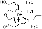 结构式 CAS# 51481-60-8, 二水合盐酸纳洛酮; 17-烯丙基-4,5a-环氧基-3,14-二羟基吗啡喃-6-酮盐酸盐二水合物