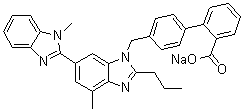 structure of CAS# 515815-47-1, Telmisartan sodium salt;4'-[(1,4'-Dimethyl-2'-propyl[2,6'-bi-1H-benzimidazol]-1'-yl)methyl]-[1,1'-biphenyl]-2-carboxylic acid sodium salt