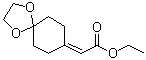 structure of CAS# 51656-91-8, 2-(1,4-Dioxaspiro[4.5]decan-8-ylidene)acetic acid ethyl ester;8-[(Ethoxycarbonyl)methylidene]-1,4-dioxaspiro[4.5]decane; Ethyl 2-(1,4-dioxaspiro[4.5]decan-8-ylidene)acetate; NSC 649463