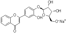2-[3-Hydroxy-4-(beta-D-ribofuranosyloxy)phenyl]-4H-1-benzopyran-4-one monosodium salt molecular structure (CAS 517892-04-5)