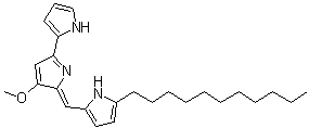2-[(Z)-[3-Methoxy-5-(1H-pyrrol-2-yl)-2H-pyrrol-2-ylidene]methyl]-5-undecyl-1H-pyrrole molecular structure (CAS 52340-48-4)