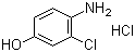 structure of CAS# 52671-64-4, 4-Amino-3-chlorophenol hydrochloride;2-Chloro-4-hydroxyaniline hydrochloride