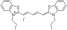 structure of CAS# 53213-94-8, 3,3'-Dipropylthiadicarbocyanine iodide