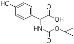 结构式 CAS# 53249-34-6, N-Boc-DL-4-羟基苯甘氨酸; N-叔丁氧羰基-DL-4-羟基苯甘氨酸