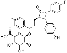 (1S)-1-(4-Fluorophenyl)-3-[(2S,3R)-1-(4-fluorophenyl)-2-(4-hydroxyphenyl)-4-oxo-3-azetidinyl]propyl beta-D-glucopyranosiduronic acid molecular structure (CAS 536709-33-8)