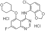 7-Fluoro-5-[[tetrahydropyran-4-yl]oxy]-4-[[6-chloro-2,3-methylenedioxyphenyl]amino]quinazoline dihydrochloride molecular structure (CAS 536740-46-2)