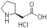 结构式 CAS# 53912-85-9, L-beta-高脯氨酸盐酸盐; (S)-2-(2-吡咯烷)乙酸盐酸盐