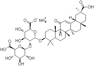 结构式 CAS# 53956-04-0, 甘草酸铵; 甘草酸单铵