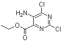 structure of CAS# 54368-62-6, 5-Amino-2,6-dichloro-4-pyrimidinecarboxylic acid ethyl ester;Ethyl 5-amino-2,6-dichloropyrimidine-4-carboxylate