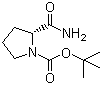 structure of CAS# 54503-10-5, N-Boc-D-Prolinamide;tert-Butyl (R)-2-(aminocarbonyl)pyrrolidine-1-carboxylate
