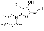 结构式 CAS# 54898-34-9, 2'-氯-2'-脱氧-5-甲基尿苷