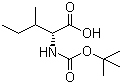 structure of CAS# 55721-65-8, Boc-D-isoleucine;N-tert-Butyloxycarbonyl-D-isoleucine; Boc-L-Ile-OH