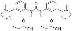 结构式 CAS# 55750-06-6, 咪多卡二丙酸盐; 二丙酸咪唑苯脲; N,N'-双[3-(4,5-二氢-1H-咪唑-2-基)苯基]脲二丙酸盐