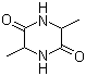 structure of CAS# 5625-46-7, 3,6-Dimethyl-2,5-piperazinedione;3,6-Dimethyl-2,5-diketopiperazine; Alanine diketopiperazine; Cyclo-DL-Ala-DL-Ala; Cyclo-DL-alanyl-DL-alanine