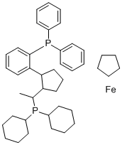 (R)-(-)-1-[(R)-2-(2'-Diphenylphosphinophenyl)Ferrocenyl]ethyldicyclohexylphosphine molecular structure (CAS 565184-29-4)