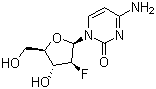 structure of CAS# 56632-83-8, 4-Amino-1-(2-deoxy-2-fluoro-beta-D-arabinofuranosyl)-2(1H)-pyrimidinone;4-Amino-1-[(2R,3S,4R,5R)-3-fluoro-4-hydroxy-5-(hydroxymethyl)oxolan-2-yl]pyrimidin-2-one