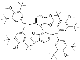 (4R)-[4,4'-Bi-1,3-benzodioxole]-5,5'-diylbis[bis[3,5-bis(1,1-dimethylethyl)-4-methoxyphenyl]phosphine molecular structure (CAS 566940-03-2)