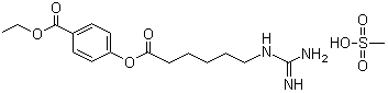 structure of CAS# 56974-61-9, Gabexate mesylate;4-[[6-[(Aminoiminomethyl)amino]-1-oxohexyl]oxyl]benzoic acid ethyl ester mesylate salt; Megacart