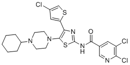 5,6-Dichloro-N-(4-(4-chlorothiophen-2-yl)-5-(4-cyclohexylpiperazin-1-yl)thiazol-2-yl)nicotinamide molecular structure (CAS 570403-04-2)
