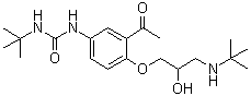 N-[3-Acetyl-4-[3-[(1,1-dimethylethyl)amino]-2-hydroxypropoxy]phenyl]-N'-(1,1-dimethylethyl)urea molecular structure (CAS 57471-01-9)