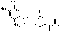 4-(4-Fluoro-2-methyl-1H-indol-5-yloxy)-6-methoxyquinazolin-7-ol molecular structure (CAS 574745-76-9)