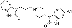 结构式 CAS# 57808-66-9, 多潘立酮; 5-氯-1-[1-[3-(2,3-二氢-2-氧代-1H-苯并咪唑-1-基)丙基]哌啶-4-基]-1,3-二氢-2H-苯并咪唑-2-酮