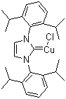 structure of CAS# 578743-87-0, [1,3-Bis(2,6-diisopropylphenyl)imidazol-2-ylidene]copper chloride;[1,3-Bis(2,6-diisopropylphenyl)-1,3-dihydro-2H-imidazol-2-ylidene](chloro)copper