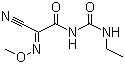 structure of CAS# 57966-95-7, Cymoxanil;1-(2-Cyano-2-methoxyiminoacetyl)-3-ethylurea; 2-Cyano-N-[(ethylamino)carbonyl]-2-(methoxyimino)acetamide
