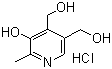 structure of CAS# 58-56-0, Pyridoxine hydrochloride;5-Hydroxy-6-methyl-3,4-pyridinedimethanol; 2-Methyl-3-hydroxy-4,5-bis(hydroxymethyl)pyridine hydrochloride; 3-Hydroxy-4,5-dimethylol-a-picoline hydrochloride; Pyridoxol hydrochloride; Pyridoxyl hydrochloride; Adermin hydrochloride; Vitamin B6