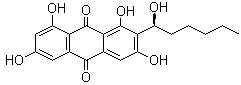 structure of CAS# 5803-62-3, Averantin;1,3,6,8-Tetrahydroxy-2-(1-hydroxyhexyl)-anthraquinone; (-)-Averantin