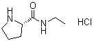 structure of CAS# 58107-62-3, (S)-N-Ethyl-2-pyrrolidinecarboxamide monohydrochloride;L-Proline ethylamide hydrochloride