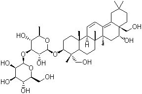 structure of CAS# 58316-41-9, Saikosaponin B2;(3b,4a,16a)-16,23,28-Trihydroxyoleana-11,13(18)-dien-3-yl-6-deoxy-3-O-beta-D-glucopyranosyl-beta-D-galactopyranoside