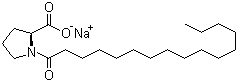 structure of CAS# 58725-33-0, Sodium 1-palmitoyl-L-prolinate;N-Hexadecanoyl-L-proline monosodium salt