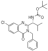 (R)-[1-(3-Benzyl-7-chloro-4-oxo-3,4-dihydroquinazolin-2-yl)-2-methylpropyl]carbamic acid tert-butyl ester molecular structure (CAS 587881-33-2)