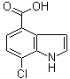 结构式 CAS# 588688-45-3, 7-氯-1H-吲哚-4-羧酸