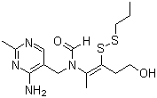 结构式 CAS# 59-58-5, 丙舒硫胺; 丙硫胺嘧啶; 维生素 B1 丙基硫化物; 丙基二硫化硫胺; N-[(4-氨基-2-甲基-5-嘧啶基)甲基]-N-(4-羟基-1-甲基-2-丙基二硫丁-1-烯基)甲酰胺