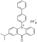 structure of CAS# 591773-92-1, 10-[1,1'-Biphenyl]-4-yl-2-(1-methylethyl)-9-oxo-9H-thioxanthenium hexafluorophosphate;Omnicat 550