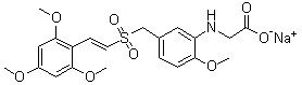 structure of CAS# 592542-60-4, Rigosertib sodium;(E)-2,4,6-Trimethoxystyryl 3-[(carboxymethyl)amino]-4-methoxybenzyl sulfone sodium salt; Novonex; ON 01910 sodium; ON 01910 sodium salt