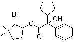 structure of CAS# 596-51-0, Glycopyrrolate;(1,1-Dimethyl-2,3,4,5-tetrahydropyrrol-3-yl) 2-cyclopentyl-2-hydroxy-2-phenyl-acetate bromide; Glycopyrronium bromide